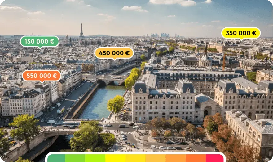 Paris real estate price map showing investment opportunities